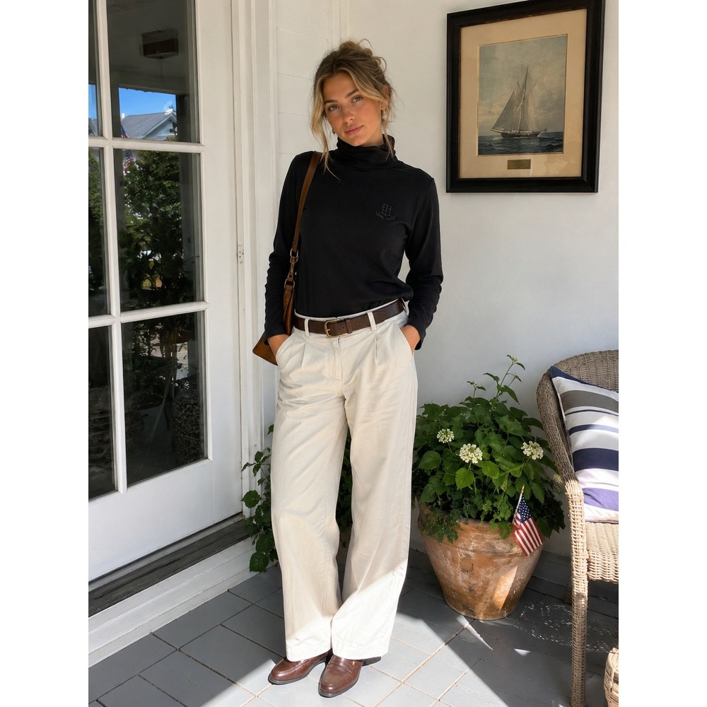 Tommy Hilfiger Black Long Sleeve Turtleneck Top